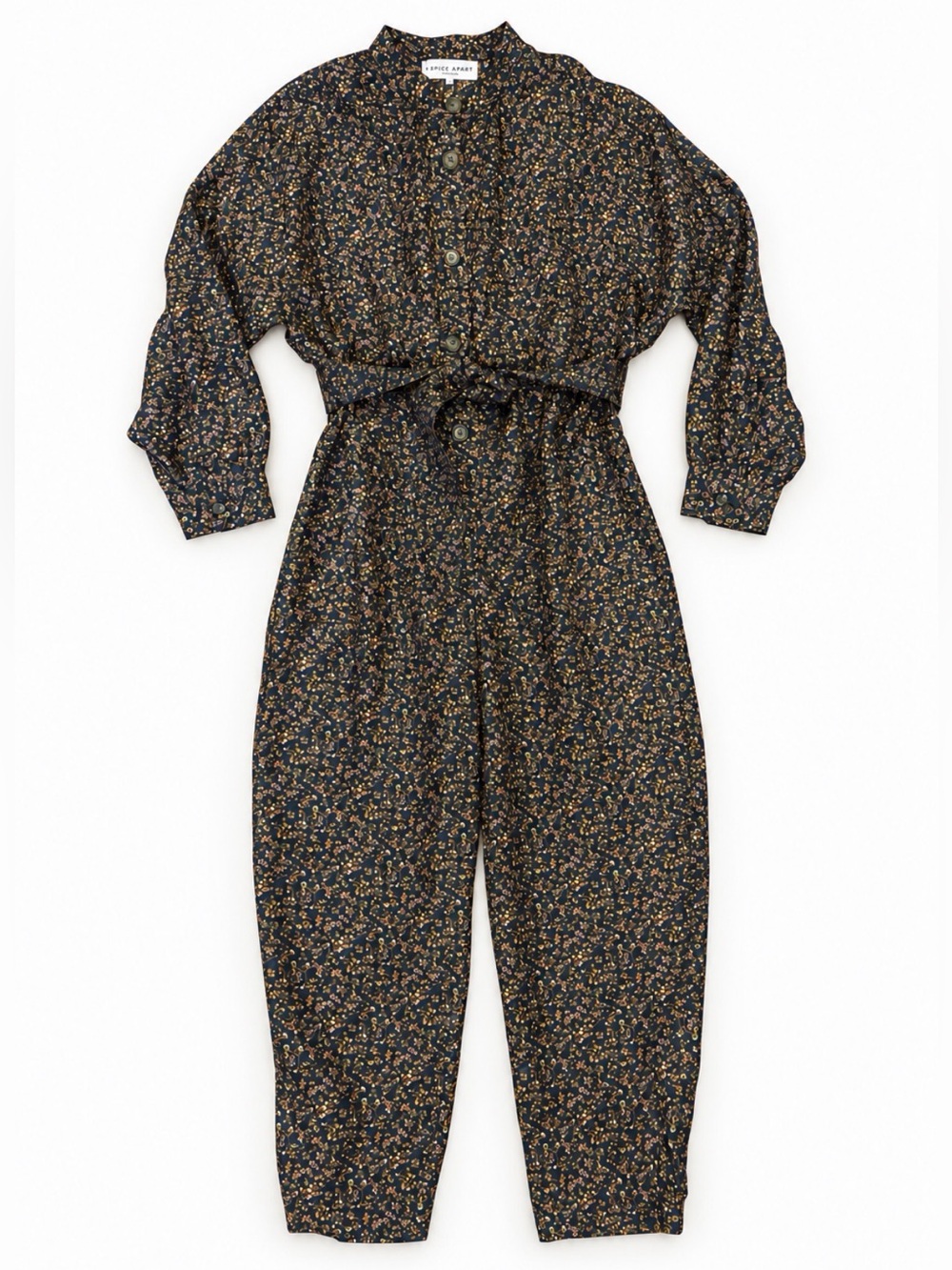 Apiece Apart Black Floral Button-Front Jumpsuit
